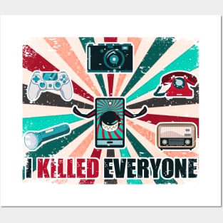 smartphone killed everyone vintage retro aesthetic style radio teliphone Posters and Art